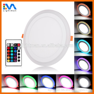 Hot Sell White+RGB/White+Blue /White +Pink/White +Red Round Double Color Led Light Panel
